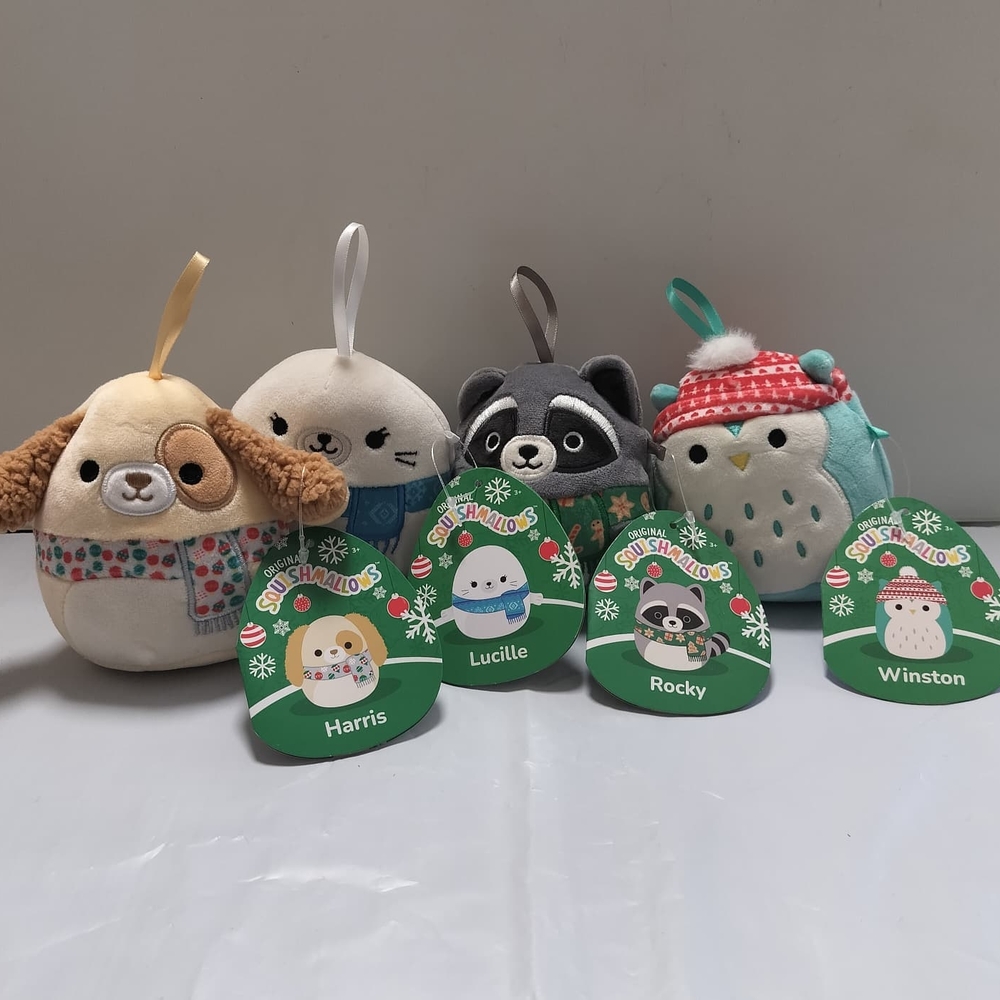 Squishmallows Plush Set - Brown, White, Gray, Blue